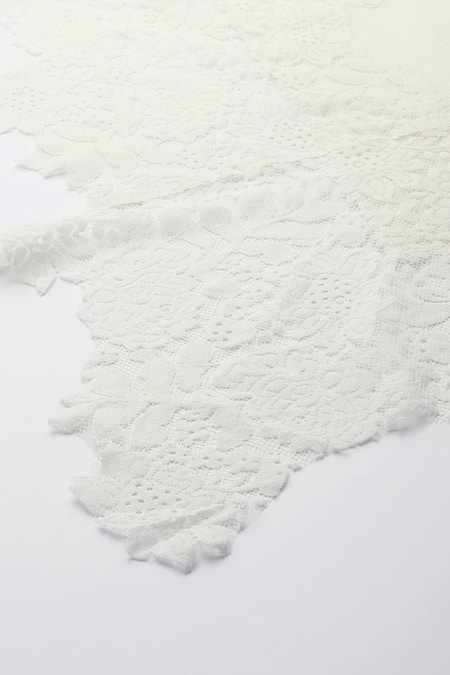 Shop_Modarta_White Wool Lace Border Shawl _at_Aza_Fashions