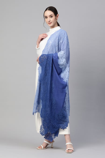 Shop_Modarta_Blue Valentino Lace Border Shawl _Online_at_Aza_Fashions