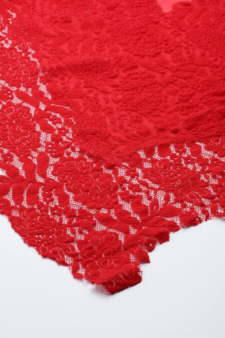 Modarta_Red Lace Border Shawl _Online_at_Aza_Fashions