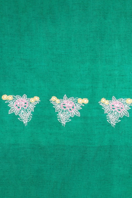 Modarta_Green Pashmina Placement Embroidered Shawl _at_Aza_Fashions