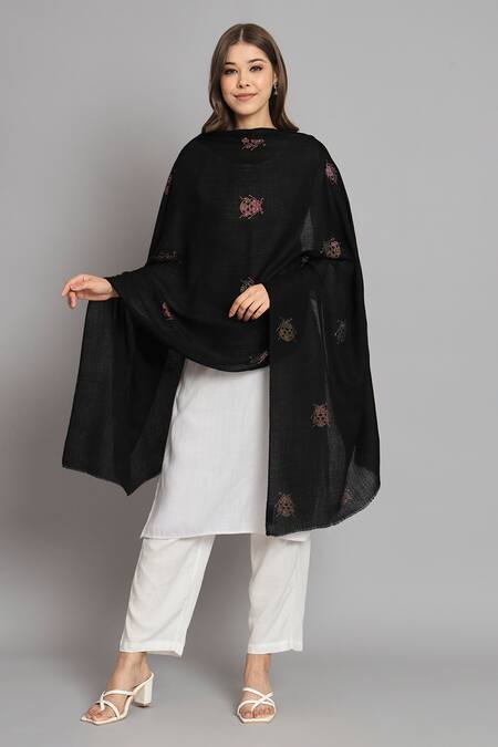 Shop_Modarta_Black Swarovski Embellished Ladybug Shawl _Online_at_Aza_Fashions