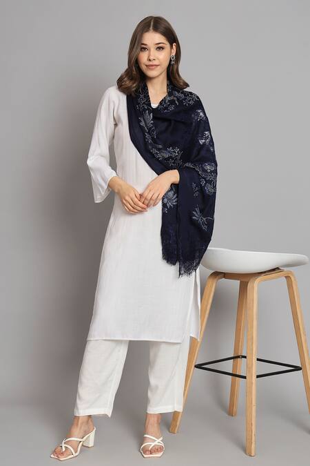 Buy Modarta Blue Floral Swarovski Embellished Shawl Online at Aza Fashions Buy_Modarta_Blue Floral Swarovski Embellished Shawl _Online_at_Aza_Fashions