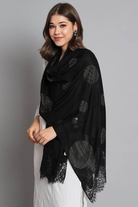 Modarta_Black Swarovski Crystal Pattern Shawl _Online_at_Aza_Fashions