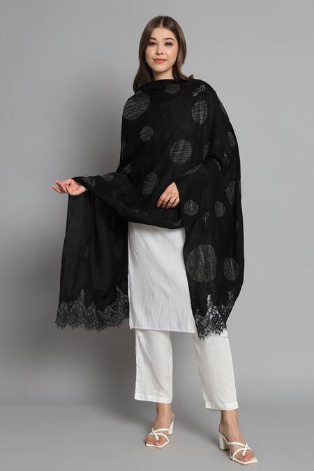 Shop_Modarta_Black Swarovski Crystal Pattern Shawl _Online_at_Aza_Fashions