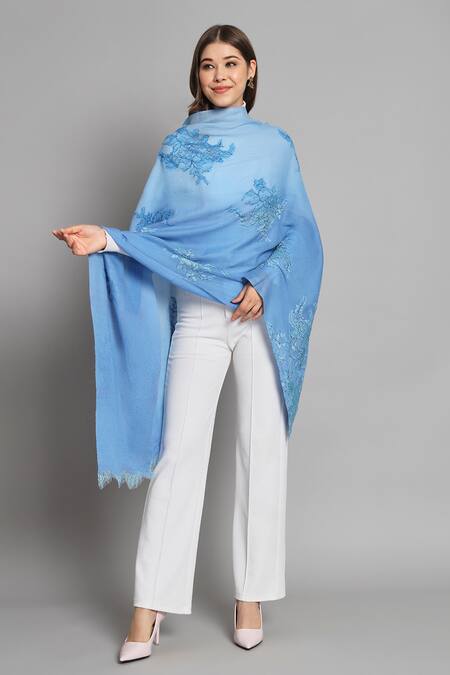 Shop_Modarta_Blue Ombre Lace Embellished Shawl _Online_at_Aza_Fashions