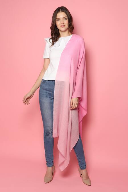 Shop_Modarta_Pink Solid Pashmina Shawl _at_Aza_Fashions