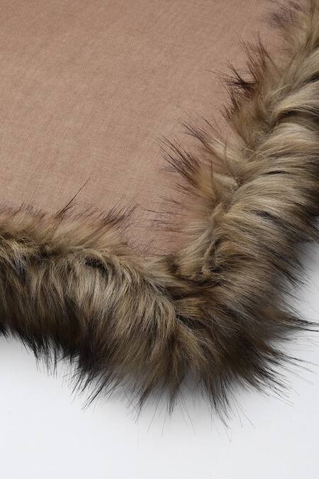 Buy_Modarta_Brown Fine Wool Fur Shawl _Online_at_Aza_Fashions