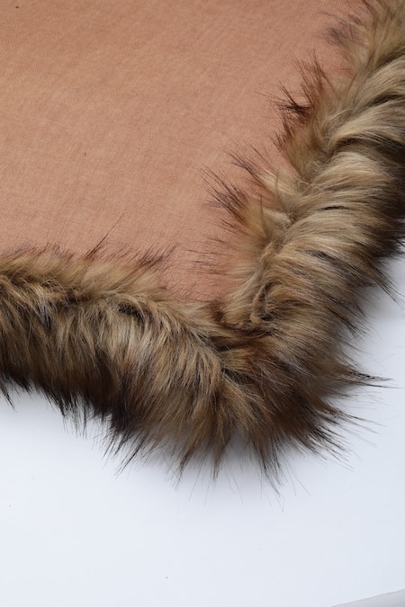 Shop_Modarta_Brown Fine Wool Fur Shawl _Online_at_Aza_Fashions