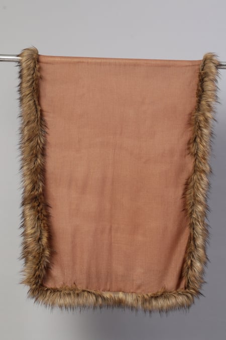 Buy_Modarta_Brown Fine Wool Fur Shawl 