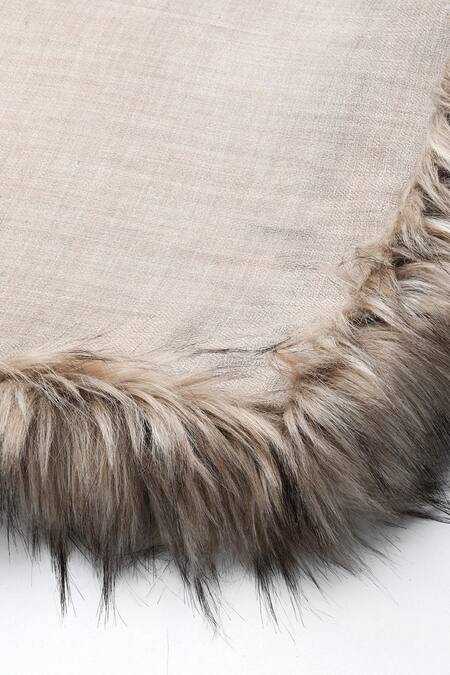 Buy_MODARTA_Beige Fur Fine Wool Shawl _Online_at_Aza_Fashions