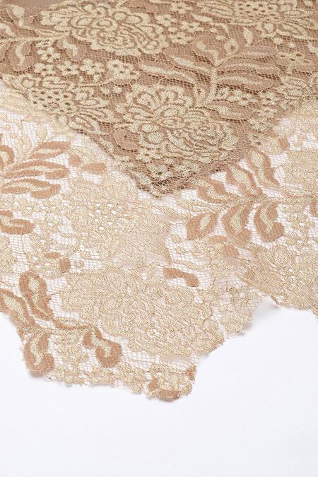 Buy_Modarta_Gold Valentino Lace Hem Fine Wool Shawl _Online_at_Aza_Fashions