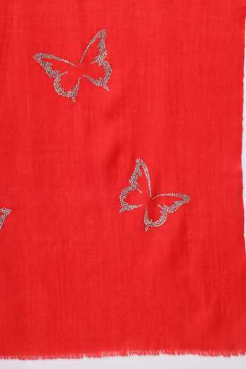 Shop_Modarta_Red Swarovski Butterflies Embroidered Shawl _Online_at_Aza_Fashions