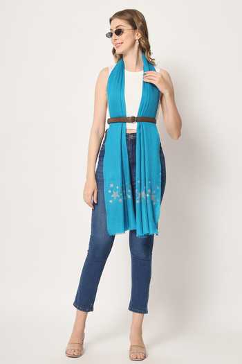 Modarta_Blue Swarovski Stars Embroidered Shawl _Online_at_Aza_Fashions