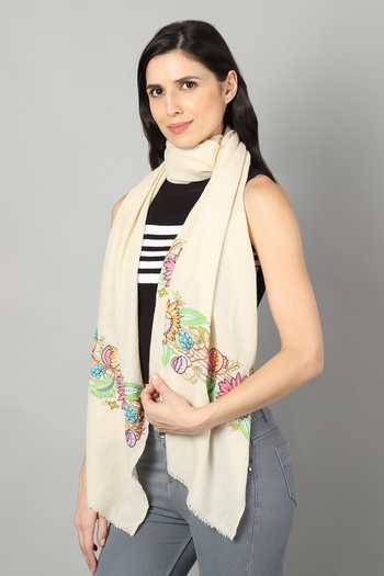 Shop_Modarta_White Pashmina Hand Embroidered Shawl _Online_at_Aza_Fashions