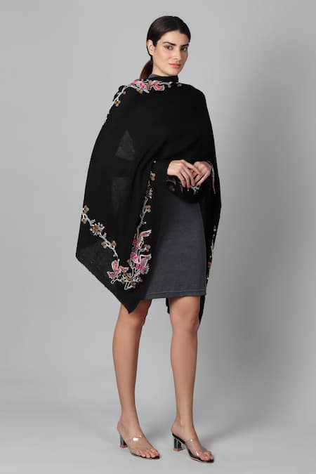 Buy Modarta Black Pure Pashmina Bird Embroidered Shawl Online at Aza Fashions Buy_Modarta_Black Pure Pashmina Bird Embroidered Shawl _Online_at_Aza_Fashions