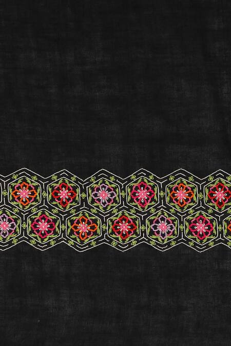 Shop_Modarta_Black Pure Pashmina Floral Hand Embroidered Shawl_Online_at_Aza_Fashions