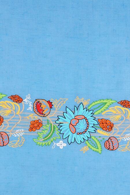Modarta_Blue Hand Embroidered Pure Pashmina Shawl _at_Aza_Fashions
