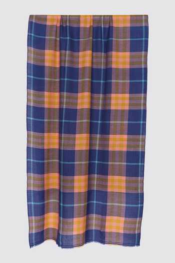 Shop_Modarta_Blue Handwoven Plaid Checks Shawl _Online_at_Aza_Fashions