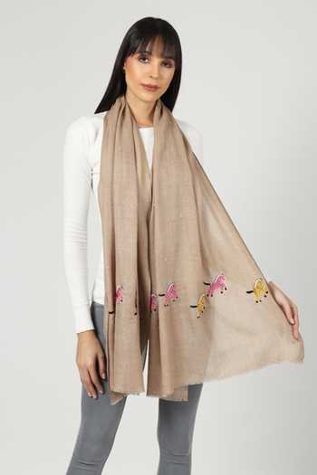 Shop_Modarta_Beige Zebra Hand Embroidered Stole _Online_at_Aza_Fashions