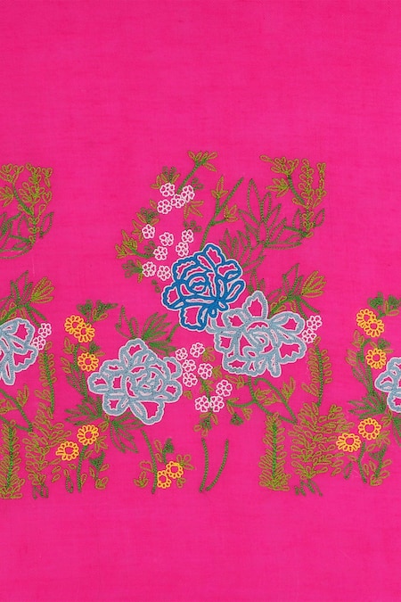 Modarta_Fuchsia Lotus Garden Embroidered Pashmina Shawl_at_Aza_Fashions