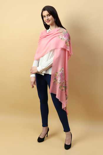 Modarta_Pink Lotus Garden Hand Woven Shawl _Online_at_Aza_Fashions
