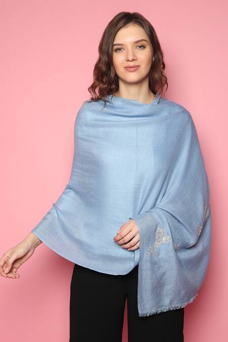 Buy_Modarta_Blue Swarovski Crystal Embellished Stole _Online_at_Aza_Fashions