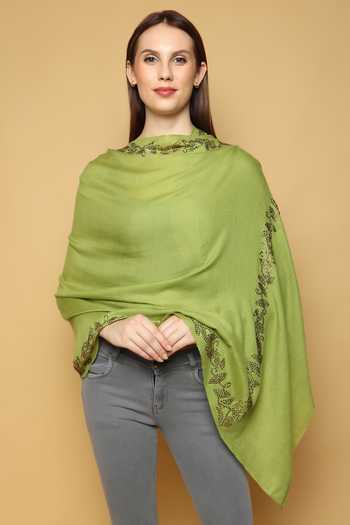 Shop_Modarta_Green Swarovski Embellished Pashmina Stole _Online_at_Aza_Fashions