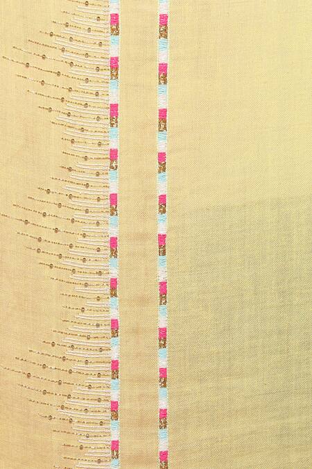 Modarta_Yellow Abstract Embroidered Pashmina Stole_Online_at_Aza_Fashions