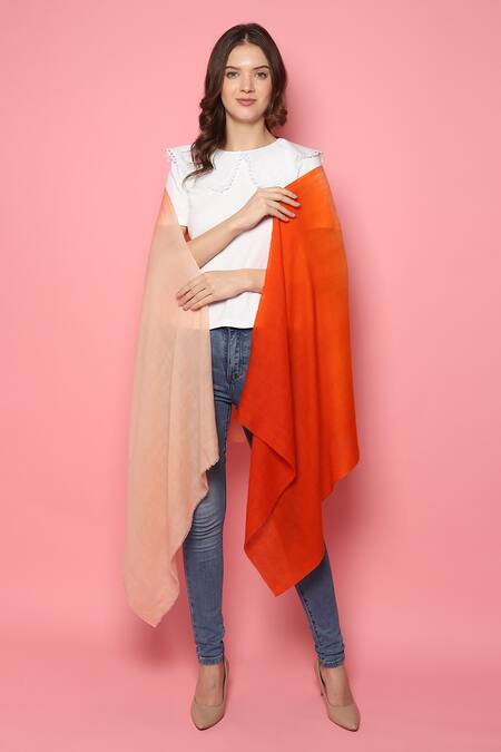 Buy_Modarta_Orange Shaded Pashmina Stole _Online_at_Aza_Fashions