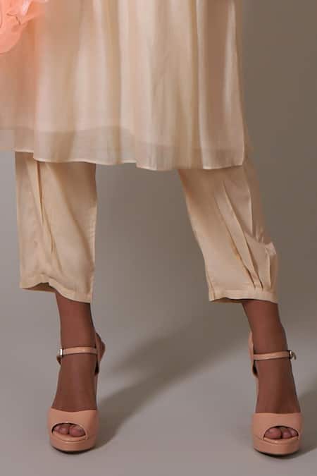 Priti Prashant Beige Cotton, Silk Beads Round Neck Sayuri Handwoven Pleated Kurta And Pant Set Online at Aza Fashions Priti Prashant_Beige Cotton, Silk Beads Round Neck Sayuri Handwoven Pleated Kurta And Pant Set _Online_at_Aza_Fashions