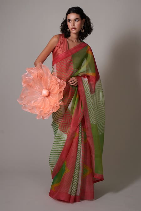 Priti Prashant Keshi Printed Saree With Unstitched Blouse Piece 