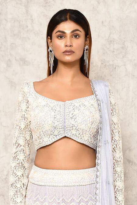 Ritika Mirchandani Purple Crepe Embroidery Lace Leaf Neck Chevron Bridal Lehenga Set at Aza Fashions Ritika Mirchandani_Purple Crepe Embroidery Lace Leaf Neck Chevron Bridal Lehenga Set _at_Aza_Fashions