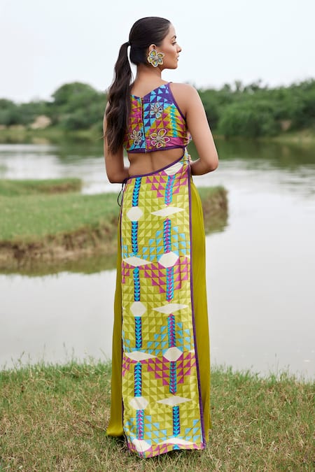 Amrood Geometric Print Top & Pant Set For Kids