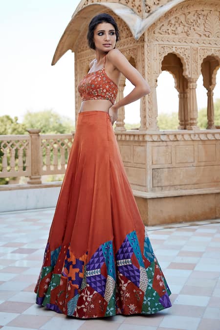 Amrood Flared Lehenga & Printed Blouse Set 