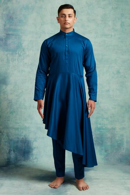 Buy Vedika Soni Blue Velvet Embroidery Floral Placed Jacket Kurta Set Buy_Vedika Soni_Blue Velvet Embroidery Floral Placed Jacket Kurta Set