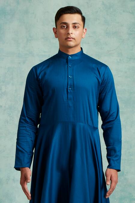 Shop Vedika Soni Blue Velvet Embroidery Floral Placed Jacket Kurta Set Shop_Vedika Soni_Blue Velvet Embroidery Floral Placed Jacket Kurta Set