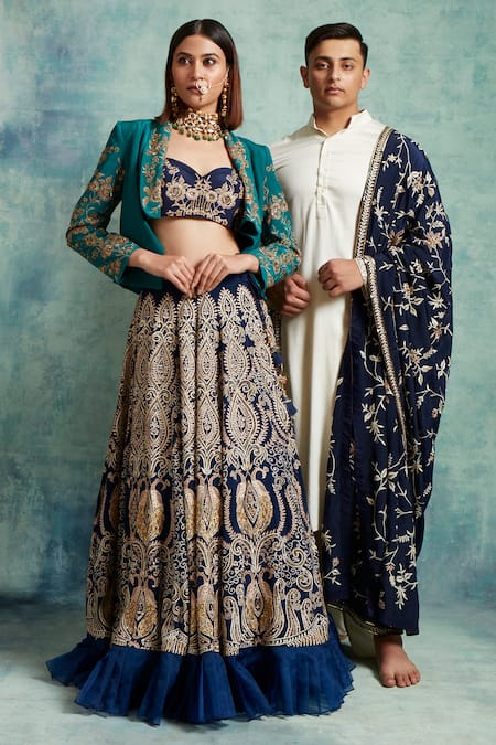 Buy Vedika Soni Ivory Cotton, Crepe Embroidery Floral Placement Kurta Dhoti Set Buy_Vedika Soni_Ivory Cotton, Crepe Embroidery Floral Placement Kurta Dhoti Set