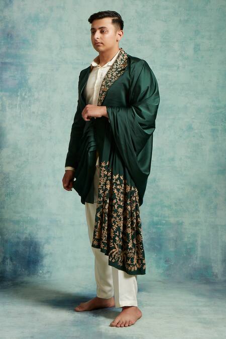 Buy Vedika Soni Green Satin Embroidery Floral Jacket Pant Set Online at Aza Fashions Buy_Vedika Soni_Green Satin Embroidery Floral Jacket Pant Set _Online_at_Aza_Fashions