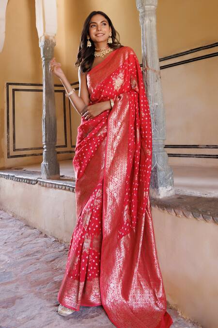 Georgette Red Saree with Art Silk Blouse (2555S282)