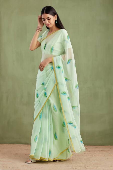 Buy Chikan Georgette Base Dark Pista Green Saree For Woman Saree with Blouse  Piece White And Dark Pista Green Threaded Lucknow Chikan Work |  www.maanacreation.com