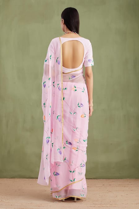 Geroo Jaipur Hand Painted Saree With Unstitched Blouse Piece 