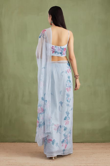 Geroo Jaipur Painted & Embellished Saree With Unstitched Blouse Piece 