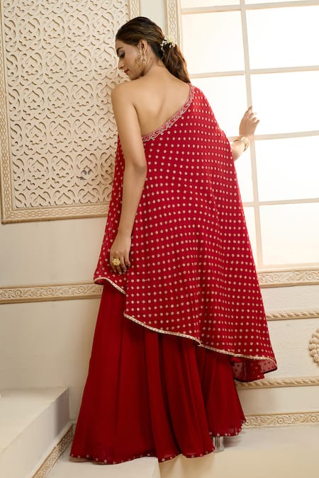 Ariyana By Aza Embroidered One Shoulder Kaftan & Skirt Set 