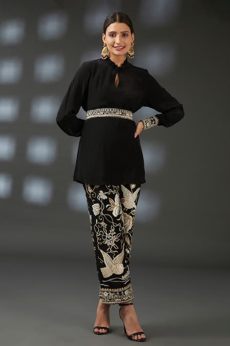 Vedika Soni Solid Top & Embroidered Pant Set 