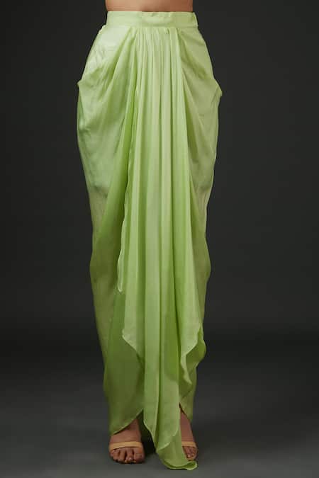 Vedika Soni Green Satin Embroidery Sequin Applique Blouse And Dhoti Skirt Set Online at Aza Fashions Vedika Soni_Green Satin Embroidery Sequin Applique Blouse And Dhoti Skirt Set _Online_at_Aza_Fashions