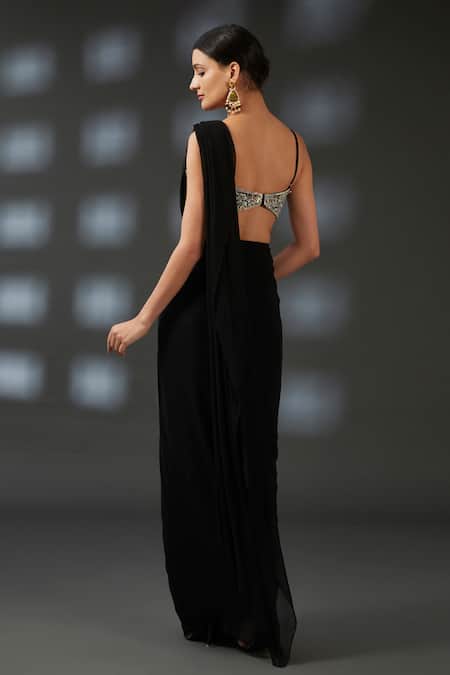 Vedika Soni Pre-Stitched Saree With Embroidered Blouse 