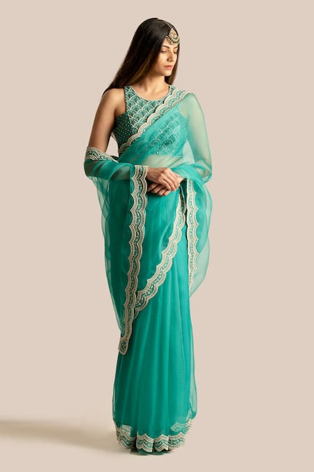 Cupid Cotton Amal Border Embroidered Saree With Blouse 