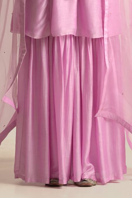 Cupid Cotton Purple Cotton, Silk Sequins, Zari Layla Embroidered Peplum Kurta And Sharara Set Online at Aza Fashions Cupid Cotton_Purple Cotton, Silk Sequins, Zari Layla Embroidered Peplum Kurta And Sharara Set _Online_at_Aza_Fashions