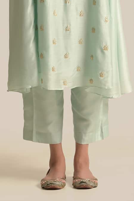 Buy Cupid Cotton Blue Cotton, Silk Pearls V-neck Zoya Sequin Embroidered Anarkali And Pant Set Online at Aza Fashions Buy_Cupid Cotton_Blue Cotton, Silk Pearls V-neck Zoya Sequin Embroidered Anarkali And Pant Set _Online_at_Aza_Fashions