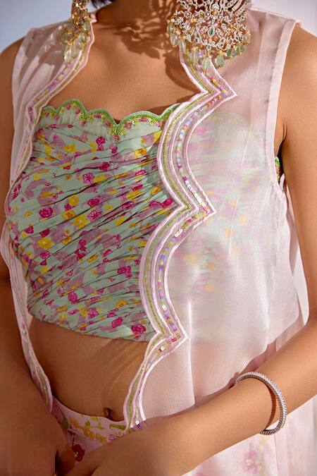 Shop Tarini Vij Pink Satin, Georgette Sequins Iris Scallop Border Embroidered Cape Gharara Set Online at Aza Fashions Shop_Tarini Vij_Pink Satin, Georgette Sequins Iris Scallop Border Embroidered Cape Gharara Set _Online_at_Aza_Fashions